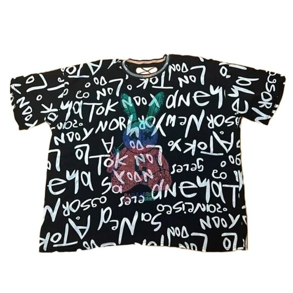 ❤️ 🆕 BAD BUNNY RHINESTONE GRAPHIC PRINT TOP size 2X - Picture 1 of 7